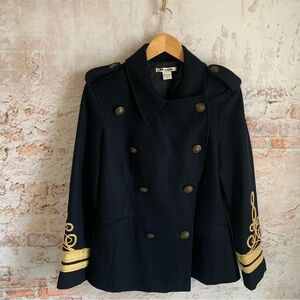 Nygard Wool Blend Navy Peacoat with Gold Trim